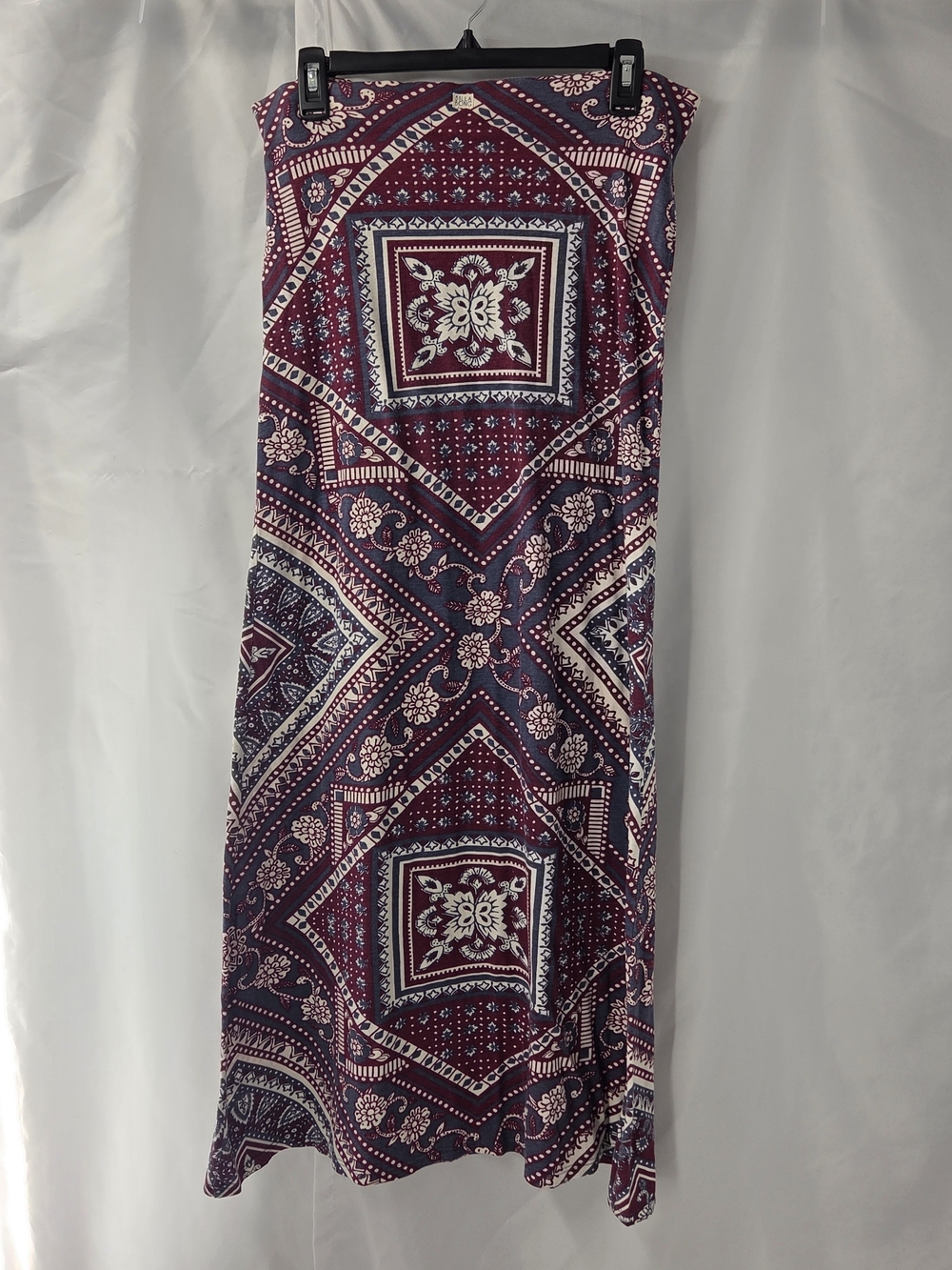 Billabong Cotton Modal Boho Whimsigoth Patchwork Medallion Geometric Maxi Skirt